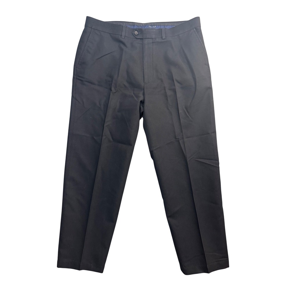 Ralph Ralph Lauren Mens Dress Pants Black Cotton Blend Flat Front Trousers 38x30